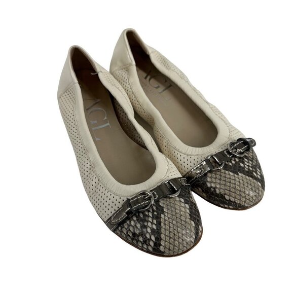 AGL attilio giusti snake skin capped toe ballet flat Size 37 1/2 - Picture 1 of 15